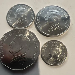 ❤️🩹Set of 2025 4x circulated King Charles 50c, 20c, 10c & 5c. Four Coin Set - Picture 1 of 3
