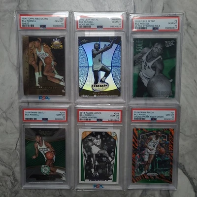 Bill Russell lote de 6 losas PSA Panini Select, hoja, aros, topps, prizm, fleer Foto 1 de 4