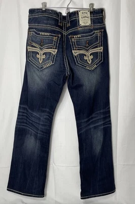 Pantalones de mezclilla desgastados elásticos 36 X 32 rectos con cenefa Rock Revival para hombre  Foto 1 de 4