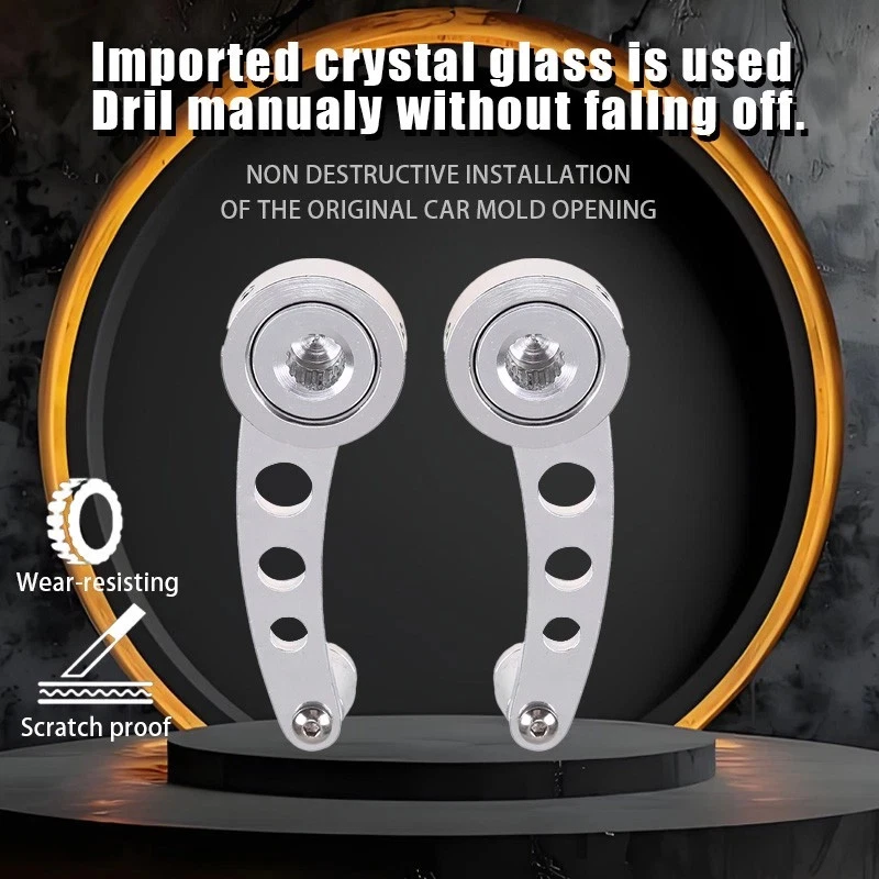 Par universal de manivela enrolladores de ventana de puerta manual de aluminio plateado para automóvil camión Foto 1 de 4