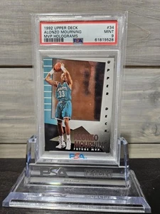 1992 Upper Deck MVP HOLOGRAMS #34 Alonzo Mourning PSA 9 Mint (CLEAN SLAB!) - Picture 1 of 2
