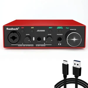 Sunbuck Audio Interface 24Bit/192kHz XLR/48V Phantom Power Ultra-Low Latency - Picture 1 of 6