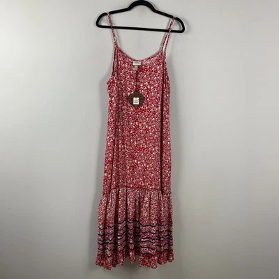 Maxi Vestido Knox Rosa Boho Estampado Floral Talla XXL En Niveles Sin Mangas Cottagecore Foto 1 de 4