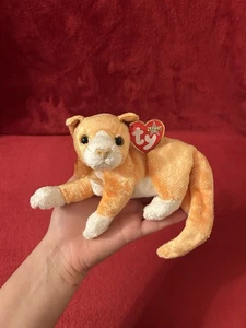 Ty Beanie Baby Tabs The Orange Cat VGC Soft Toy Plush With Tags 2001 - Picture 1 of 8