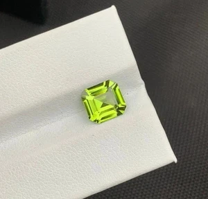 5.5 Ct AAA+ EGL Certified NATURAL Apple Green Peridot Asscher Cut Loose Gemstone - Picture 1 of 6