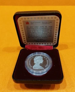 SILVER DOLLAR CANADA " 100° ANNIVERSARY TRANSCONTINENTAL RAILROAD " 1986 PROOF - Imagen 1 de 3