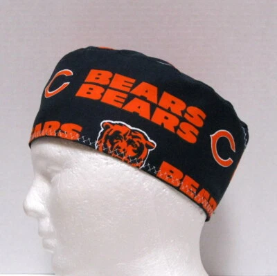 Chicago Bears Mens Scrub Hat, Scrub Cap, Chemo Hat, Skull Cap, Surgical Cap - Image 1 of 4