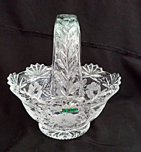 Vintage Heavy 24% Lead Irena Crystal Glass Basket Poland - Picture 1 of 7