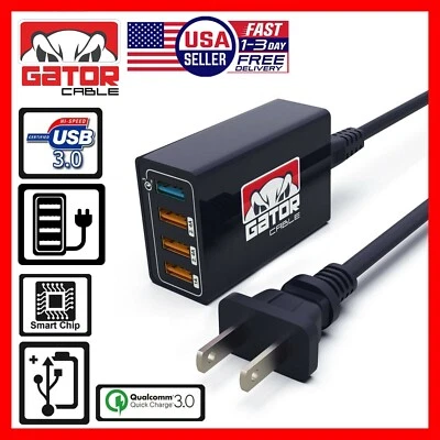 Qualcomm QC 3.0 Fast Rapid Charger Charging Station Hub 4 USB Multi Port 60W 3A - Image 1 of 4