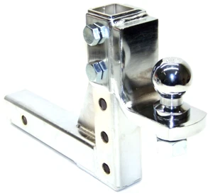 10" Adjustable Drop Hitch Mount Chrome for 2" Receiver with 2-5/16" Hitch Ball - Picture 1 of 2
