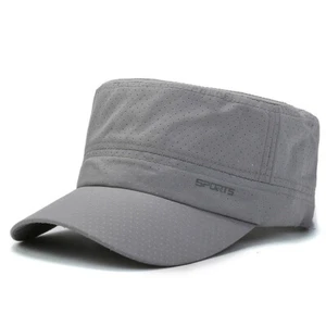Men Breathable Mesh Flat Cap Outdoor Sports Casual Adjustable Snapback Hat Solid - Picture 1 of 11