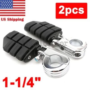 1-1/4" Highway Engine Guard Bar Crash Foot Pegs Fit for Harley Touring Dyna US - Foto 1 di 4