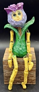 Vnt Anthropomorphic Purple Resin Tulip Flower Face Shelf Sitter Spring Garden - Picture 1 of 3