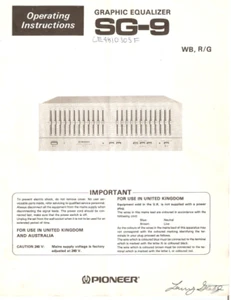 Pioneer SG-9 Manuale Istruzioni per l'uso Copia PDF Chiavetta USB 4G - Foto 1 di 2