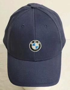 BMW Lifestyle Cap Embroidered Logo Hook & Loop Adjustable Dark Navy Hat New - Picture 1 of 9