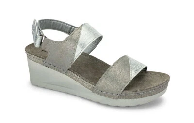 TIGLIO 4372 ARGENTO SANDALI DONNA ZEPPA  A STRAPPO SOLETTA PELLE - Immagine 1 di 2