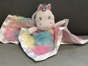 NWT Baby Starters Unicorn Security Blanket Pastel Plush Satin Lovey Shower Gift