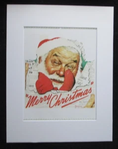 Norman Rockwell "Santa in the News"- Matted Art Print - Picture 1 of 3