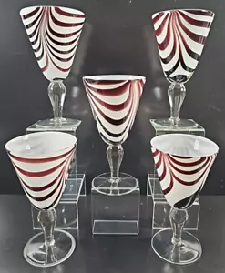 5 Global Amici Soho Wine Glasses Set Elegant Zebra Striped Drinking Stemware Lot - Picture 1 of 24