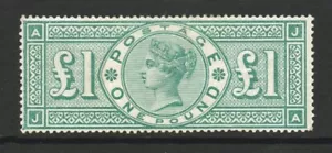 GB QV SG212 £1 Green Fine Mint Hinged Minor Faults Cat £4,000 - Picture 1 of 2