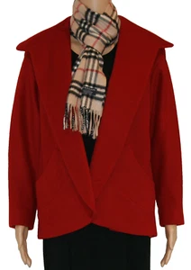 Red Wool Topper Wrap Car Coat Shawl Women's Large US Union Made MidCentury - Picture 1 of 12