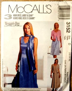 McCalls 3152 petite Dress in Two Lengths Unlined Jacket & Scarfs Size 12-14-16 - Picture 1 of 10