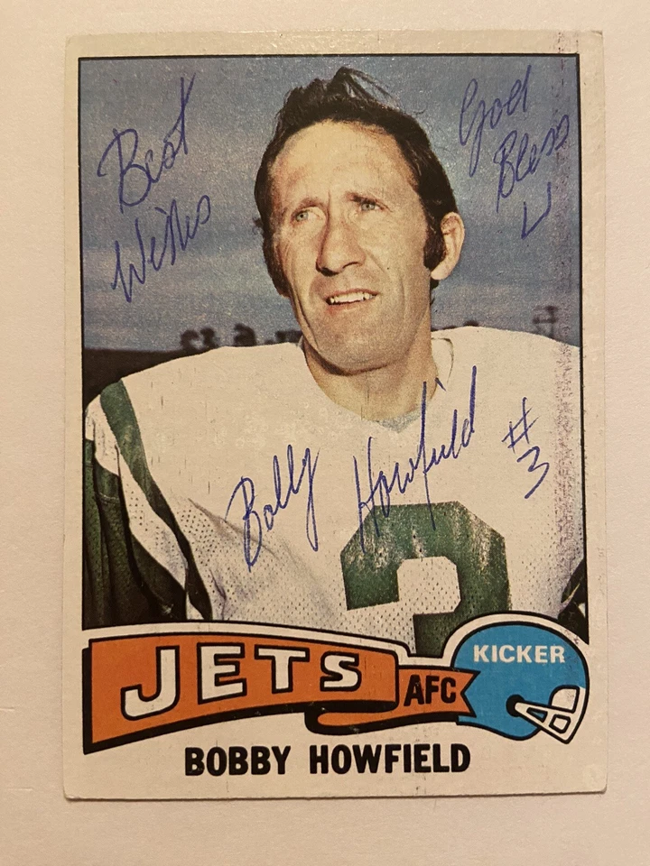BOBBY HOWFIELD Hand Signed 1975 Topps #232 New York Jets Broncos Autograph Auto - Image 1 of 2