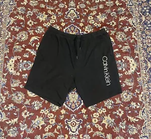 Calvin Klein Sweat Shorts Men's Large XL Spell Out Logo Pocket Black - Picture 1 of 1