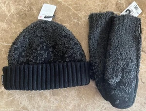 Lululemon Black Ombre Knit Textured Beanie Hat & M/L Mittens NWT - Picture 1 of 6