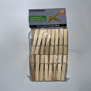 Wood Clothespins Wooden Laundry Clothes Pins Springs Clip 32 Pieces Art Crafts - Picture 1 of 3