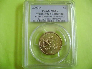 2009-P NATIVE AMERICAN PCGS MS66 POSITION A WEAK EDGE LETTERING ERROR COIN - Picture 1 of 3