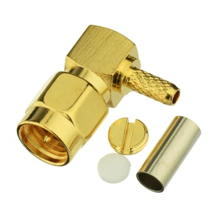 100-Pack SMA Male Right Angle Crimp RF Coaxial Connector for RG174 RG316 Cable - Picture 1 of 4