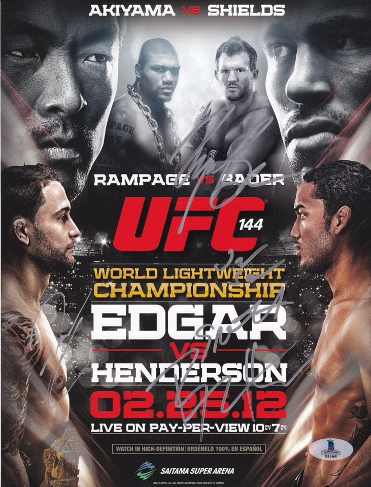 RYAN BADER SIGNED AUTO'D MINI POSTER BAS COA UFC 144 BENSON HENDERSON BELLATOR - Image 1 of 1