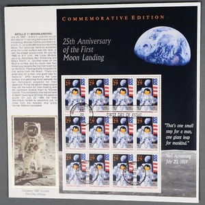 Mayfairstamps US FDC 1994 Moon Landing Anniversary Colorano Silk Sheet First Day - Picture 1 of 2