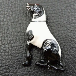 Betsey Johnson Black & White Enamel Dog Brooch - Picture 1 of 2
