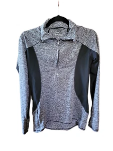 Athleta Space Dye Grey & Black Running Wild Half Zip Pullover Shirt Small (S) - Picture 1 of 6