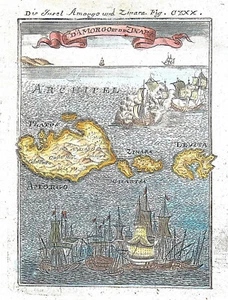 GREECE AMORGOS KINAROS "I. d'Amorgo et de Zinara" 1719 MALLET ORIG. ANTIQUE MAP - Picture 1 of 5