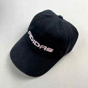 Vintage Adidas Snapback Hat Youth Black Pink Sportswear Spellout Logo Adjustable - Picture 1 of 7