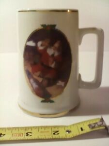 Vintage Christmas COCA-COLA MUG Cup Seasons greetings 1996 Haddon Sundblom Gold 