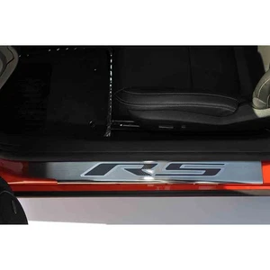 Stainless Door Sill Trim Kit w/Bright Red Solid Vinyl RS Inlay for 10-15 Camaro - Picture 1 of 3
