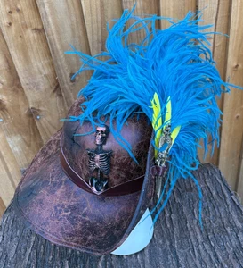 Brown Faux Leather Distressed Musketeer Cavalier Pirate Hat Renaissance (24) - Picture 1 of 9