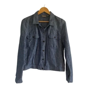 Sussan Top Size AU 10 / US 6 Long Sleeve Blue Denim Look Linen Cotton Blend - Picture 1 of 5