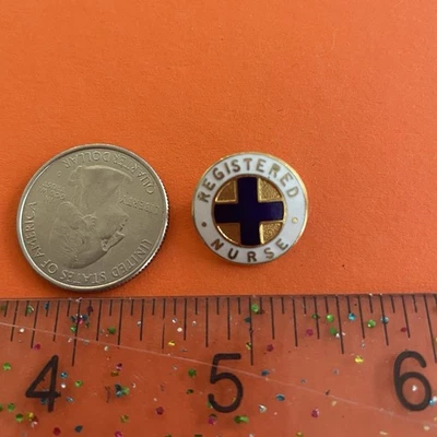 Vtg Registered Nurse Lapel Pin Shield 1970s Medical Insignia Emblem - Image 1 of 2