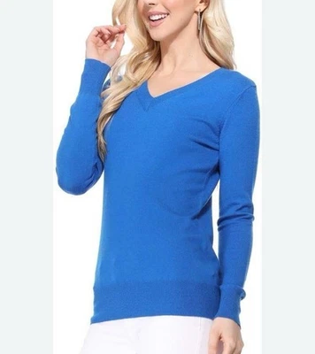 Suéter feminino BANANA REPUBLIC azul extra fino lã merino gola V tamanho P - Imagem 1 de 4