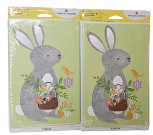 American Greeting Easter Cards 6 pk Rabbit Bunny Basket Flowers #633456 Lot of 2 - Picture 1 of 5