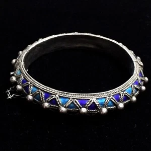 Antikes chinesisches Emaille Silber Armband Klapp Armreif Vintage - Bild 1 von 12