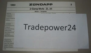 Technische Information Zündapp 2 Gang Mofa ZL 25 Vergaser Elektrik Fahrgestell - Imagen 1 de 1