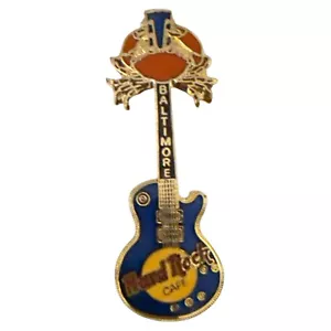 Hard Rock Cafe Baltimore blau gelb Gitarre mit Orange Crab offizieller Pin - Bild 1 von 3