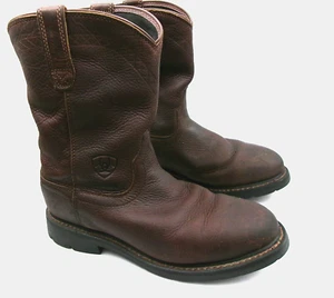 Ariat ATS Pull On Work Boots Men 11 D Brown Leather Waterproof Mid Calf 10002385 - Picture 1 of 14