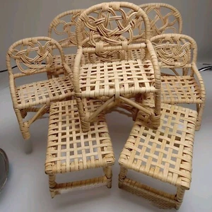 Vintage 80er Jahre Rattan Korb Puppenstubenmöbel - Bild 1 von 10